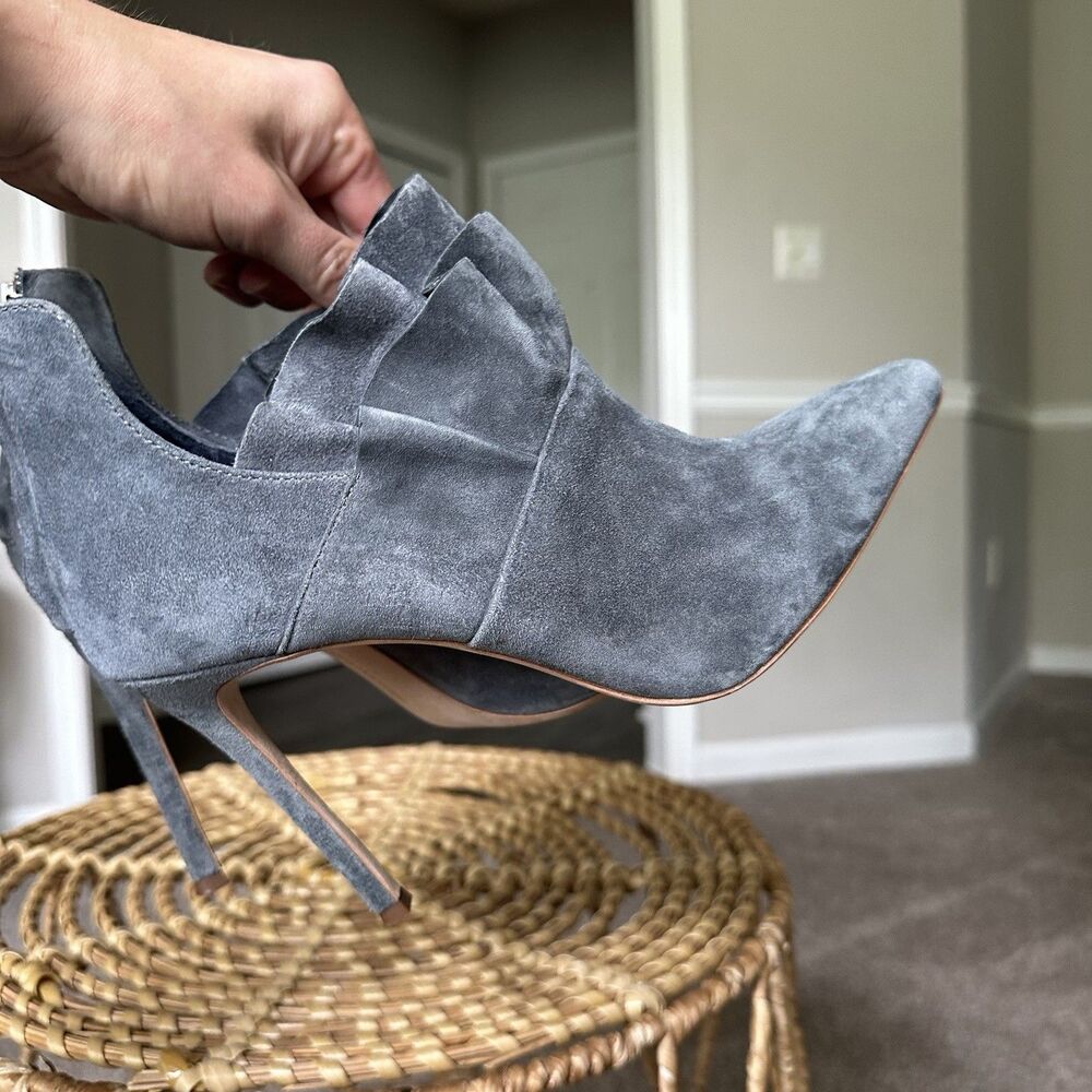 Pour La Victoire Ceara Stiletto Suede Ankle Boot Light Grey Blue Womens US 7.5 - Picture 9 of 12